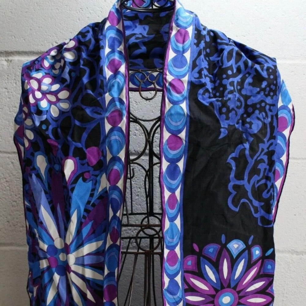 Huge Emilio Pucci multicolor floral‎ silk scarf